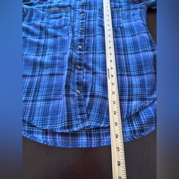 Hollister Purple Plaid Studded Flannel Casual Button-Down Shirt S Long Sleeve - Picture 8 of 8